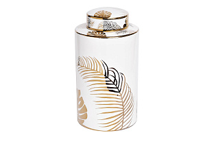 55RD3154L Ваза керамическая с крышкой бел, принт 