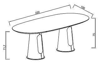 160KD-60070 Стол обеденный, мрамор Venetian Brown, экокожа терракота 220*100*75см_s2