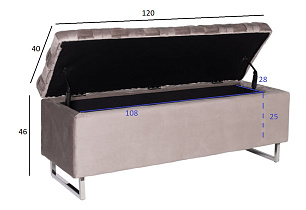 N-BANK-195-S BEG Банкетка велюр серо-беж. 120*40*46см для хранения_s2