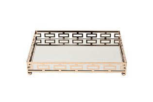 2K389162-G Поднос декоративный зеркальное основание, цвет золото 35*25*5см_s2