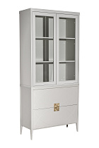 151SV-000014 Шкаф-витрина бежевый 2 стеклянных фасада 100*128*40см_s2