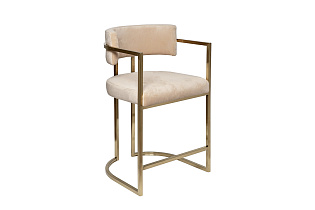 76AR-603GOLD-BG Стул полубарный велюр беж/мат. золото 52*55*91см_s2