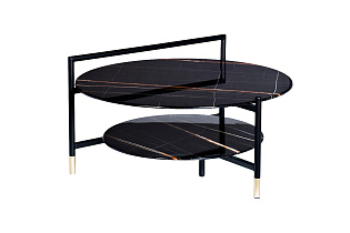 30B-872 BL Стол журнальный d80*45 с полкой, черный_s2