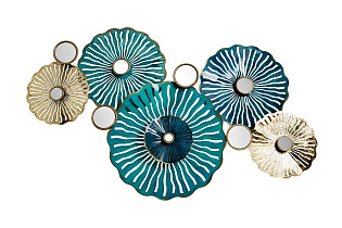 37SM-0879 Настенный декор Цветы лазурно-золотистые115,6*67,3*8,3_s2 1 (превью)