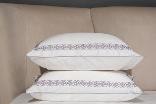 130HB-00711 Комплект наволочек сатин вышивка Фиори,сиренево-белый, 50*70см (2шт)_s2