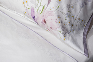 130HB-00071 Комплект постельного белья сатин принт Фиори,сиренево-белый,200*220- 1шт,50*70 -2шт_s2