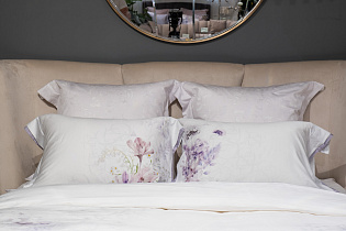 130HB-00071 Комплект постельного белья сатин принт Фиори,сиренево-белый,200*220- 1шт,50*70 -2шт_s2