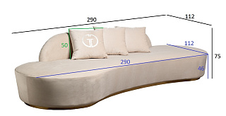 87YY-DIV2262 Диван Леа (Lea) трехместный, велюр кремовый 290*112*75см_s2
