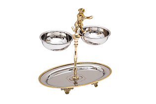 95IM-16534 Подставка д/закусок двухуровневая  н/ж сталь 25*17*29см_s2