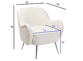 48MY-2688 CRE SL Кресло букле кремовое 72*75*76см мет.ножки_s2