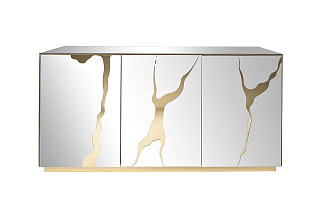 KFG195 Комод зеркальный c золотым декором 160х45х90см_s2
