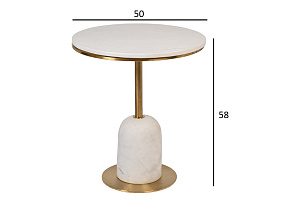 76AR-07000 Стол журнальный мрамор белый d50*58см_s2