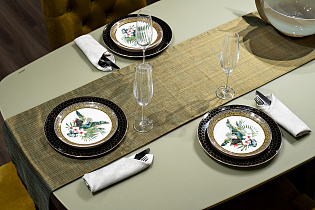 70SW-18101 Текстильная дорожка для стола Нефрит зеленая 35*180см_s2