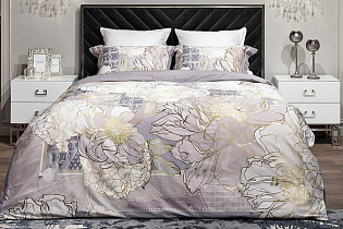 130HB-00028 Комплект наволочек сатин принт Пионы серый  50*70(2шт)_s2