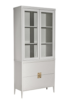 151SV-000014 Шкаф-витрина бежевый 2 стеклянных фасада 100*128*40см_s2