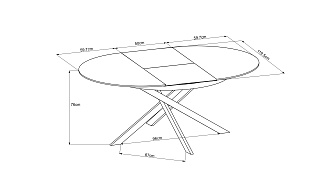 83MC-1907DT WH Стол обед.круг раскл.керам.бел. 170(120)*120*76см_s2