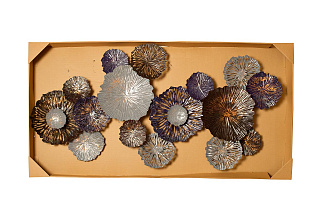 37SM-0696 Настенный декор Цветы серо-голубые 134,6*71,1*8,3см_s2