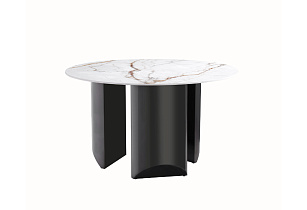 76AR-83800 Стол обеденный иск.камень белый d130*75см_s2