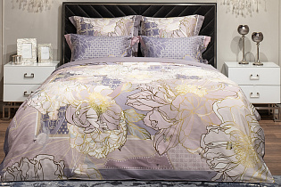 130HB-00021 Пододеяльник сатин принт Пионы серый 230*210_s2