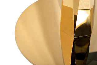 GY-18074 Стол обеденный стекло прозр/золото d.100*76см_s2