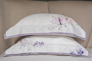 130HB-00071 Комплект постельного белья сатин принт Фиори,сиренево-белый,200*220- 1шт,50*70 -2шт_s2