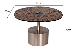 57EL-10852 Стол журнальный, стекло рельефное тонированное d 60*63*41см_s2