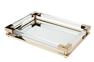 2K389137-G Поднос декоративный зеркальное основание, цвет золото 40*30*5см_s2