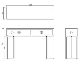 KFG16702 Консоль GD 2 ящика белая 120*30*78см_s2