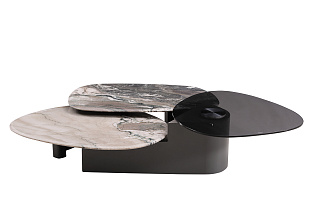 57EL-99100 Стол журнальный стекло+мрамор белый 156*107*35см_s2