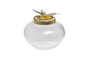 55RD6259S Ваза стеклянная с крышкой со стрекозой d15*14см_s2