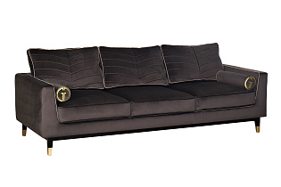 Диван Мадрид Память(Madrid Memory) с кантом трехм. без мех.,велюр серый Riv96_s2