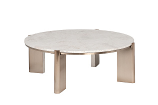 57EL-10082 Стол журнальный натур.белый мрамор Cass White d 105*37см_s2