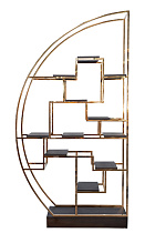 77IP-SH1003 Стеллаж-полусфера роз.золото/темн.шпон 120*45*230см_s2