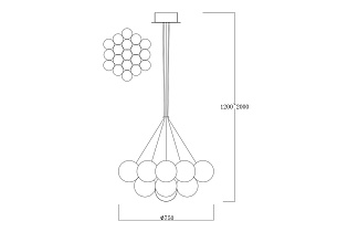 162FL-61919 Светильник подвесной Шары (Globo) d.70см, металл цвет золото_s2