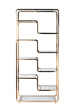 46AS-SH1652-GOLD Стеллаж золотистый/прозр. стекло 90*40*200см_s2
