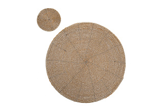 150ARF-22318 Набор сервировочных салфеток,бисер,золото d35см(2шт)+10см(2шт)_s2