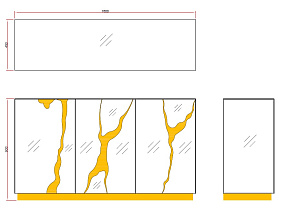 KFG195 Комод зеркальный c золотым декором 160х45х90см_s2