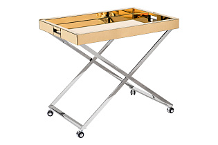 KFG135 Стол сервировочный зеркальный золото, н/ж сталь хром 80*55*67см_s2