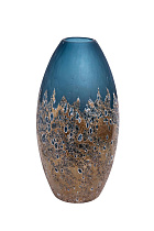 HJ1654-40-S81 Ваза стеклянная голубая с золотом H40D10,5_s2