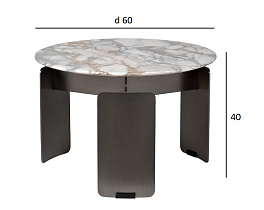 160KD-26501 Стол журнальный, мрамор Арабескато Корчия (Arabescato Corchia) d60*40см_s2