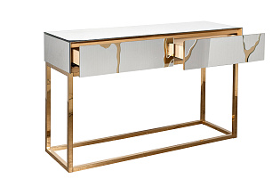 KFG197 Консоль зеркальная c золотым декором 120*42*79см_s2