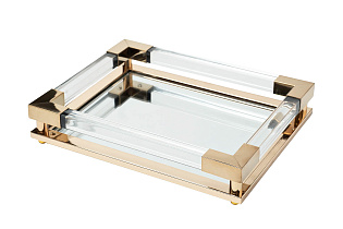 2K389136-G Поднос декоративный зеркальное основание, цвет золото 32*25*5см_s2