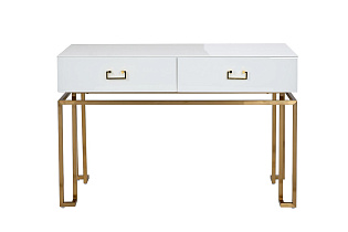 KFG070 Консоль 2 ящика белая/золото 120*42*77см_s2