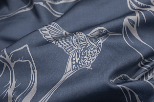 144HF-10412 Пододеяльник принт тенсель Магнолия cиний 220*200_s2