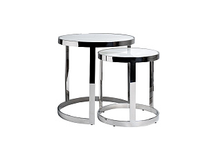 47ED-ET081S Столы журн(наб из 2шт)стекло мрам/хром d60*60/d46*50_s2