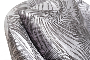 Кресло Верона(Verona) вращающееся,вельвет принт листья Valdes110-SER/хром 70*77*80см_s2