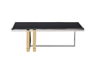 47ED-20910 Стол журнальный черн.стекло/хром+золото 120*60*40см_s2