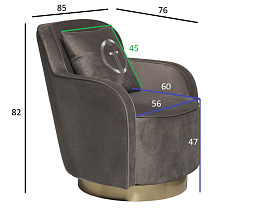 87YY-KRES-2182 SER Кресло вращающееся велюр серый 76*85*82см_s2