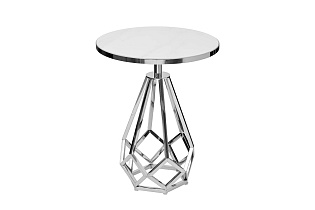 2KF111037-S Стол журнальный с мраморной столешницей d50*62см, цвет опоры серебро_s2