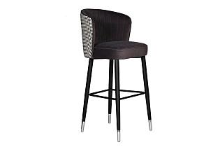 30C-309W GR Cтул барный велюр серый 54*54*106см с ч/б спинкой_s2